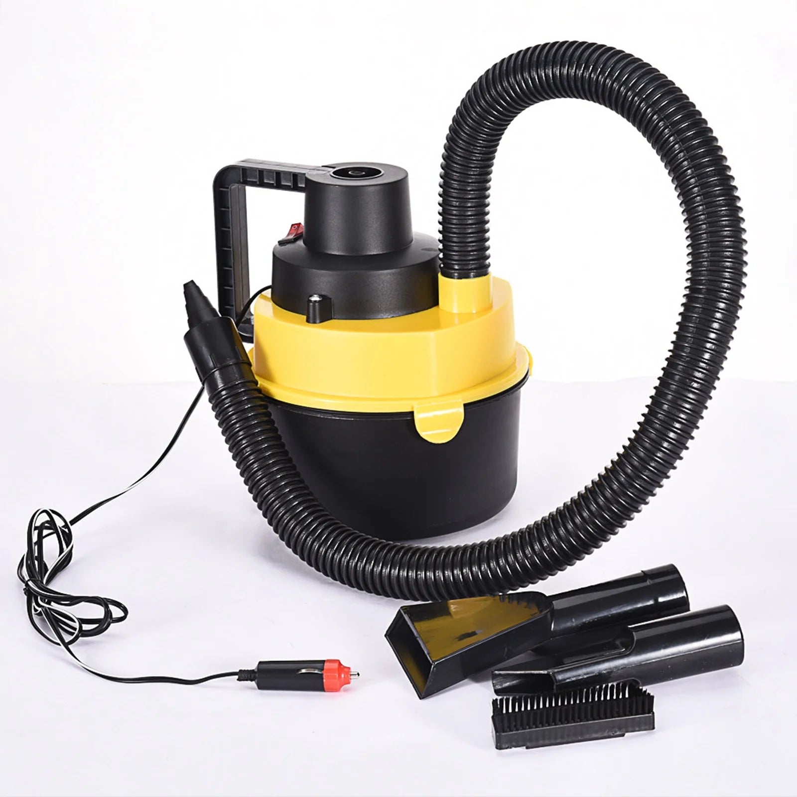 Handheld Vacuum Cordless Car Vacuum Cleaner, 12V Wet Dry Vac Vacuum Cleaner Inflator Portable Turbo Hand Held for Car for Home, Office and Car Cleaning, Yellow