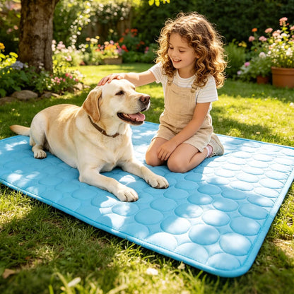 Dog Cooling Mat Ice Silk Cooling Pad for Cats Indoor Washable Summer Mat | Q-Max＞0.4 Self-Cooling Fabric, No Water or Electricity, Foldable, Fits Crates, Kennels Car Travel for Pet Instant Heat Relief