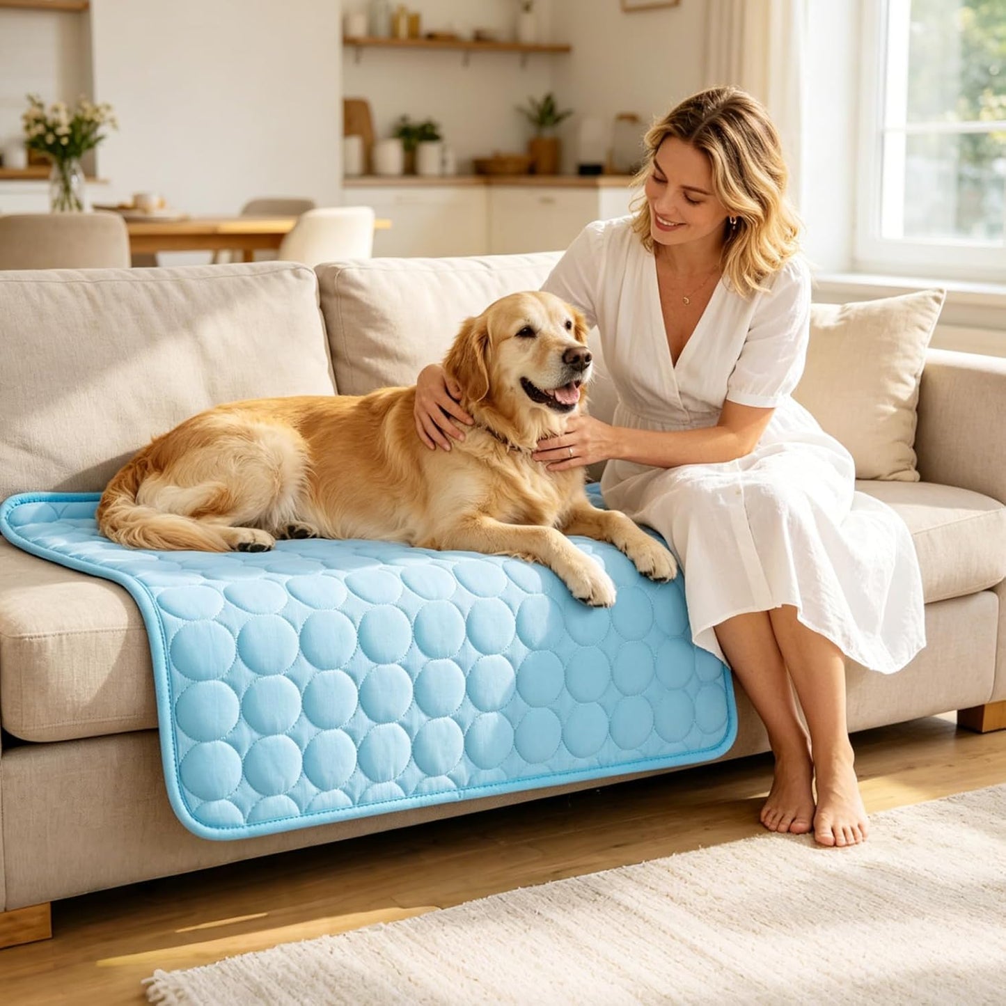 Dog Cooling Mat Ice Silk Cooling Pad for Cats Indoor Washable Summer Mat | Q-Max＞0.4 Self-Cooling Fabric, No Water or Electricity, Foldable, Fits Crates, Kennels Car Travel for Pet Instant Heat Relief
