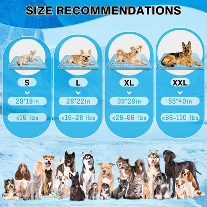 Dog Cooling Mat Ice Silk Cooling Pad for Cats Indoor Washable Summer Mat | Q-Max＞0.4 Self-Cooling Fabric, No Water or Electricity, Foldable, Fits Crates, Kennels Car Travel for Pet Instant Heat Relief