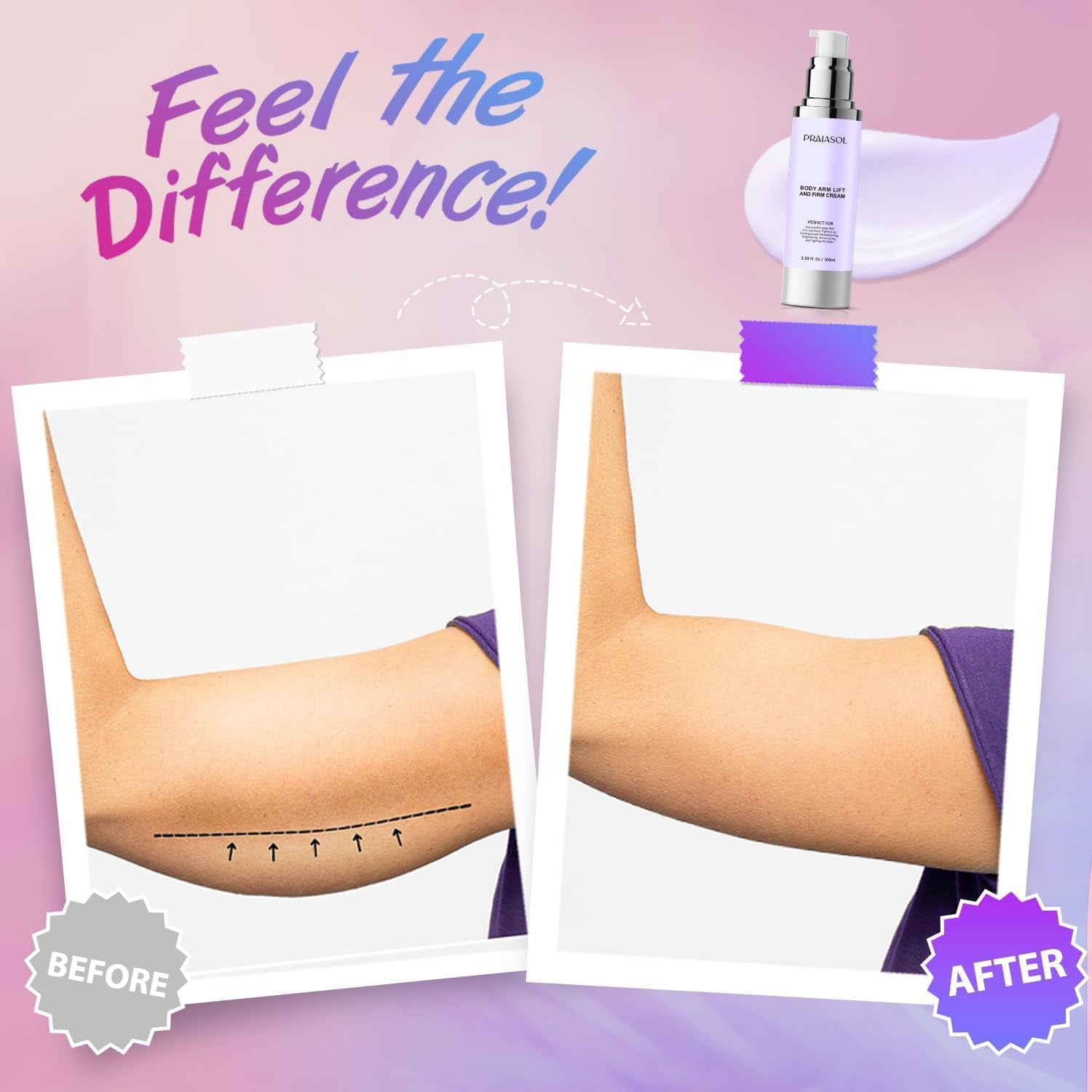 Lift and Firm Arm Cream : Skin Tightening Cream for Body - Firms Loose Skin, Reduces Cellulite on Arms, Thighs & Butt – 60ML