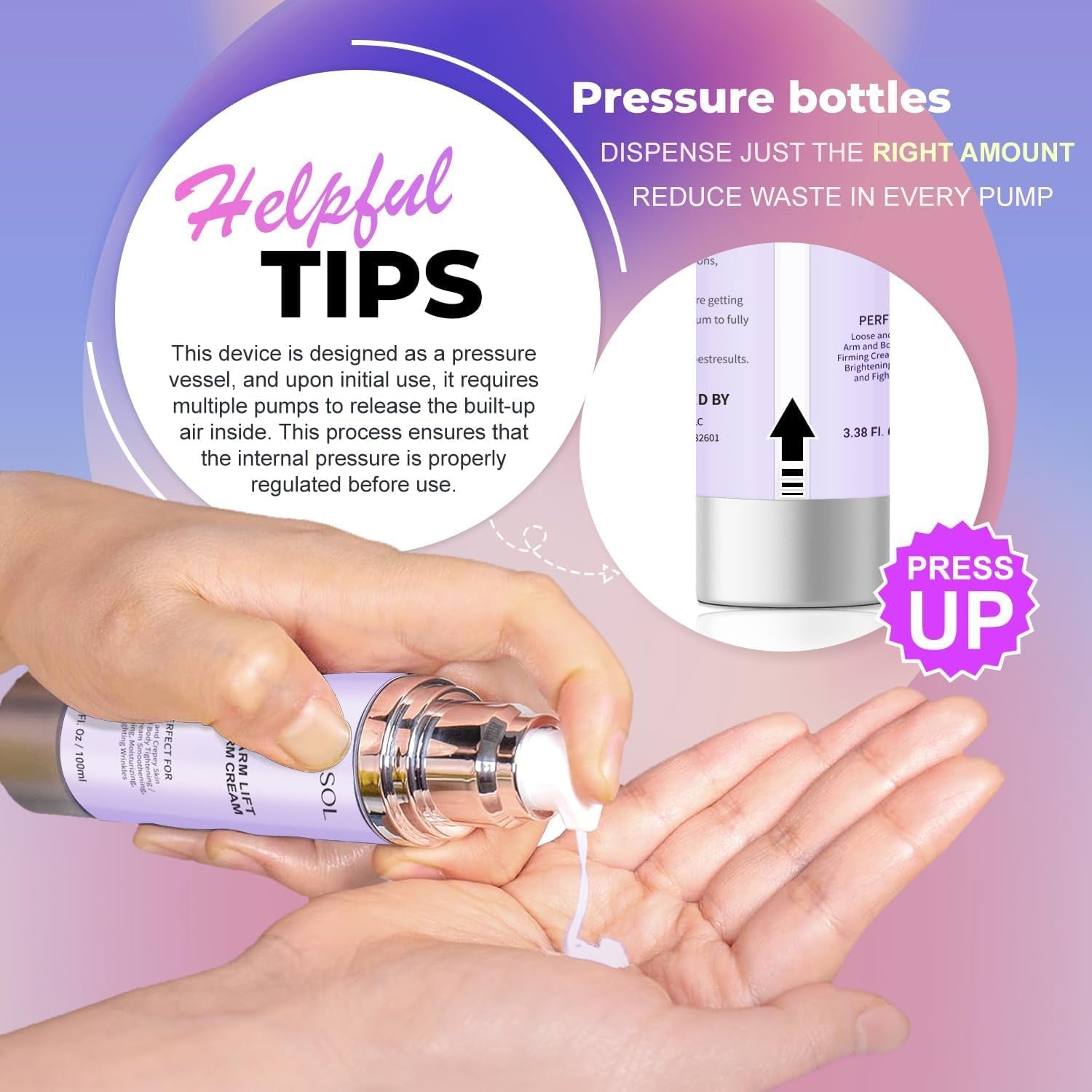 Lift and Firm Arm Cream : Skin Tightening Cream for Body - Firms Loose Skin, Reduces Cellulite on Arms, Thighs & Butt – 60ML
