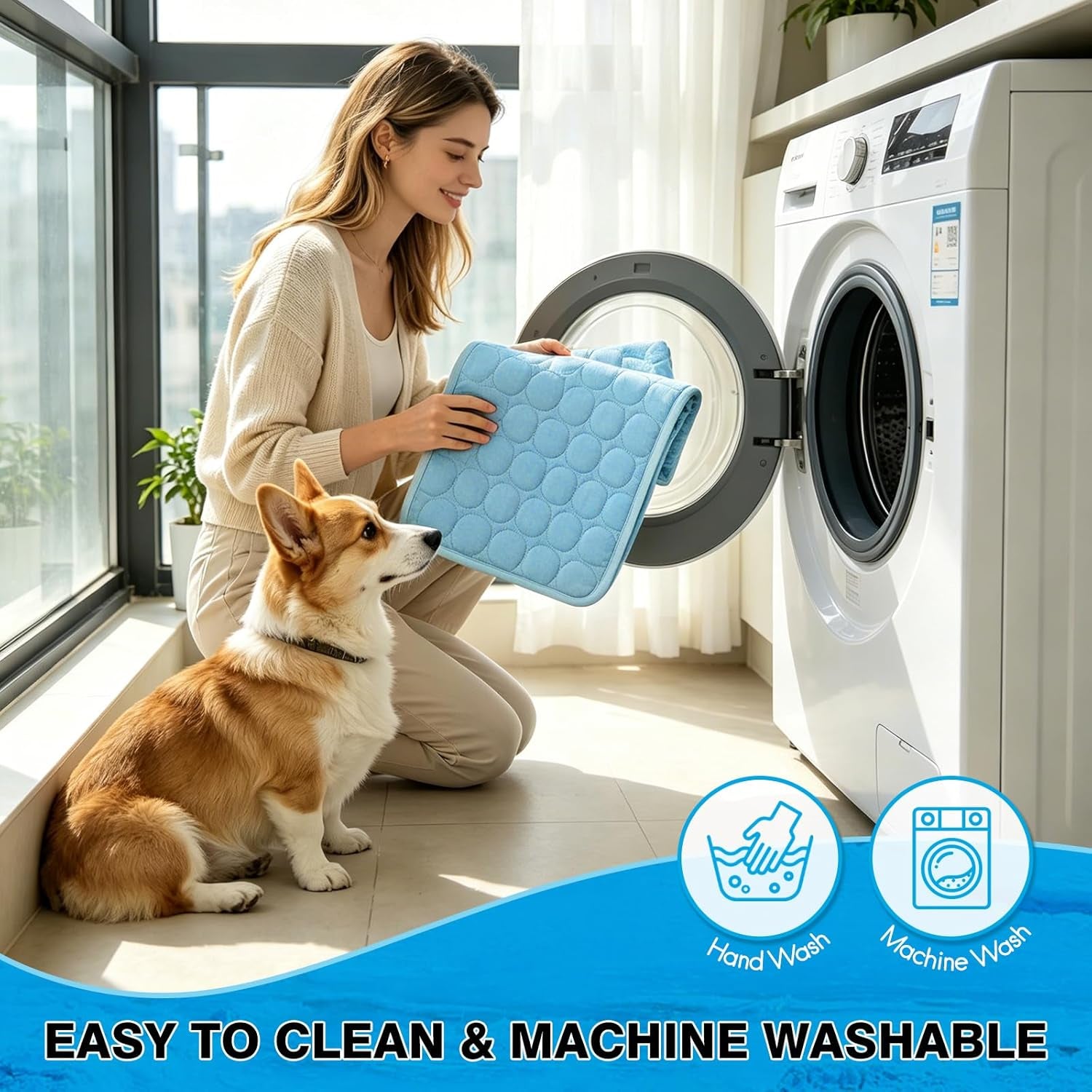 Dog Cooling Mat Ice Silk Cooling Pad for Cats Indoor Washable Summer Mat | Q-Max＞0.4 Self-Cooling Fabric, No Water or Electricity, Foldable, Fits Crates, Kennels Car Travel for Pet Instant Heat Relief