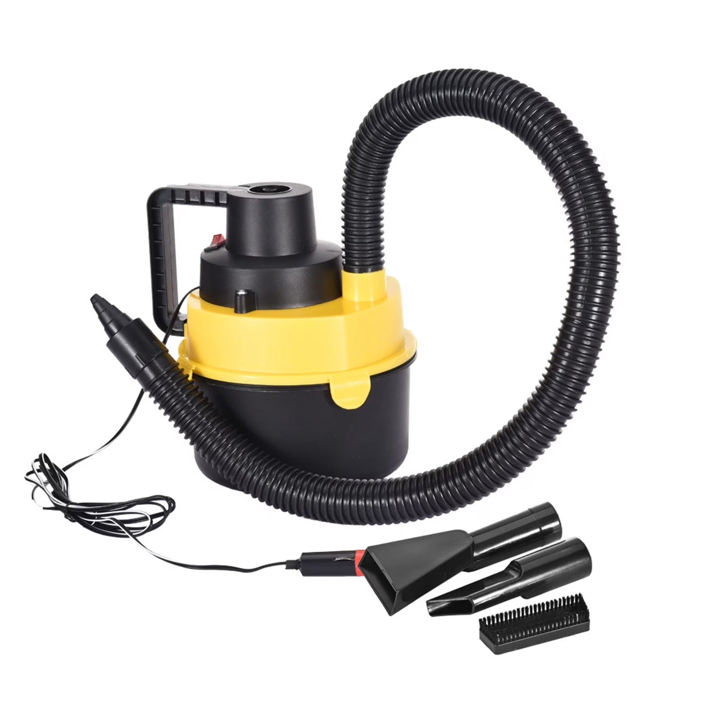 Handheld Vacuum Cordless Car Vacuum Cleaner, 12V Wet Dry Vac Vacuum Cleaner Inflator Portable Turbo Hand Held for Car for Home, Office and Car Cleaning, Yellow